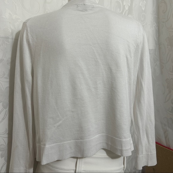 Premise Studio Blank White Rayon Mixed Blend Open Front Summer Cardigan - Picture 7 of 9